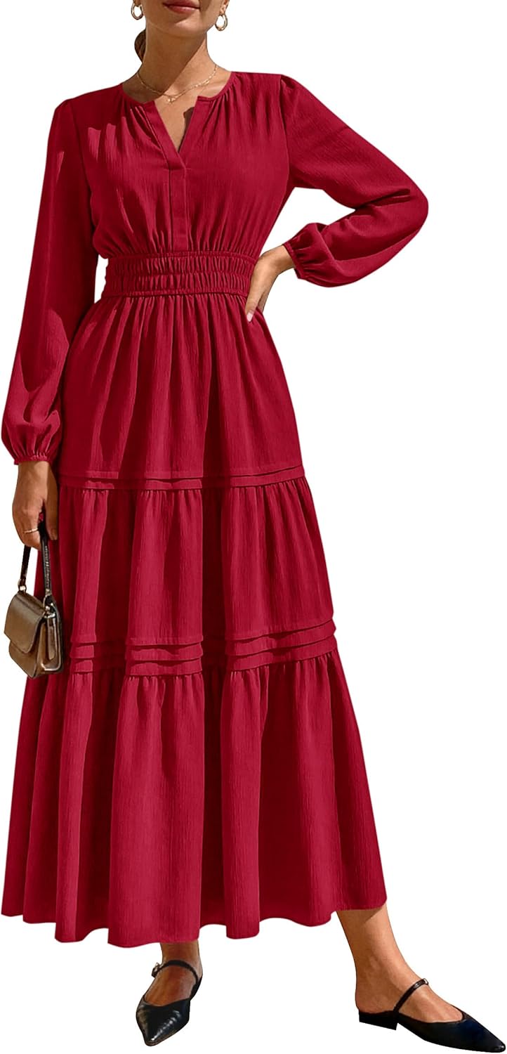 Elegant Maxi Dresses for Women with Pockets and Long Sleeves