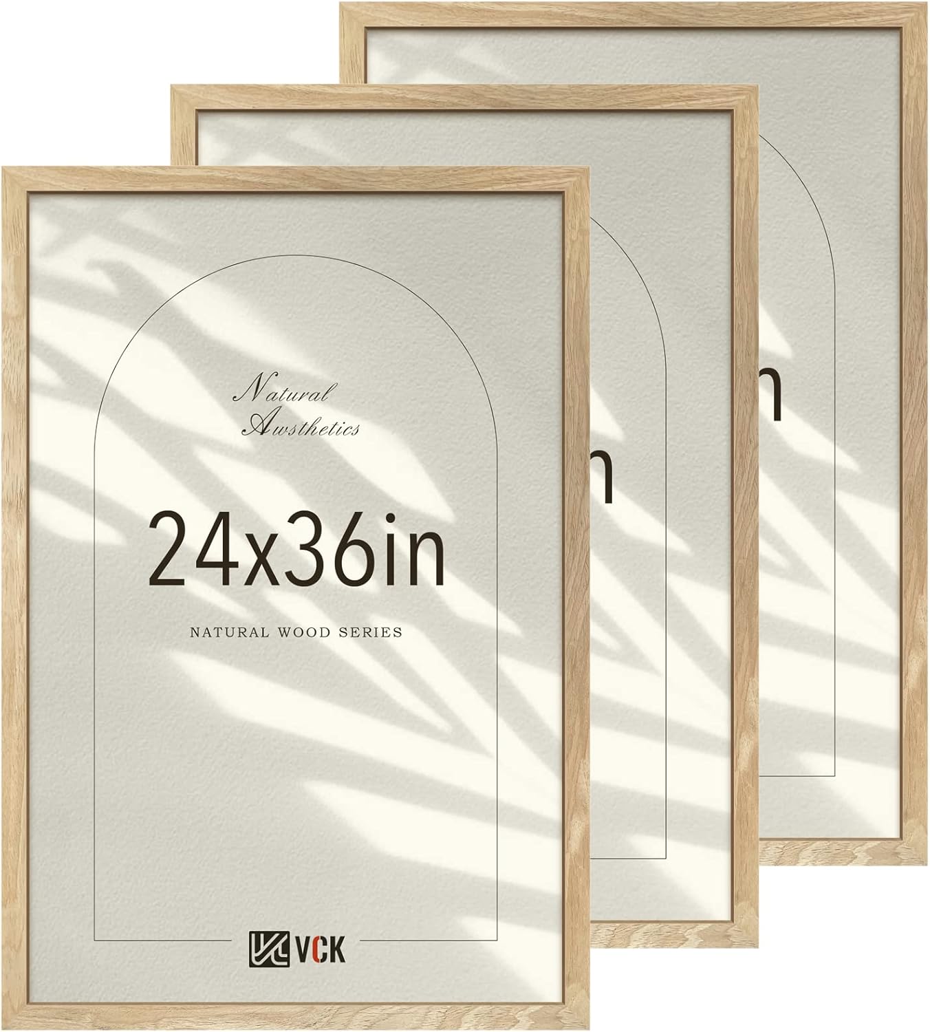 VCK 24x36 Poster Frame Set of 3 - Natural Solid Wood Design