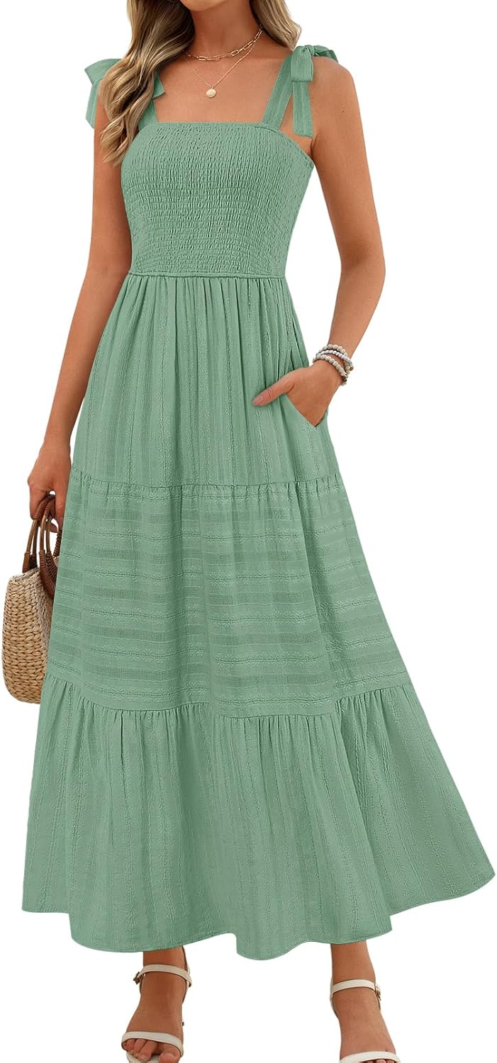 Boho Maxi Dress for Women - Casual Summer Sundress with Pockets