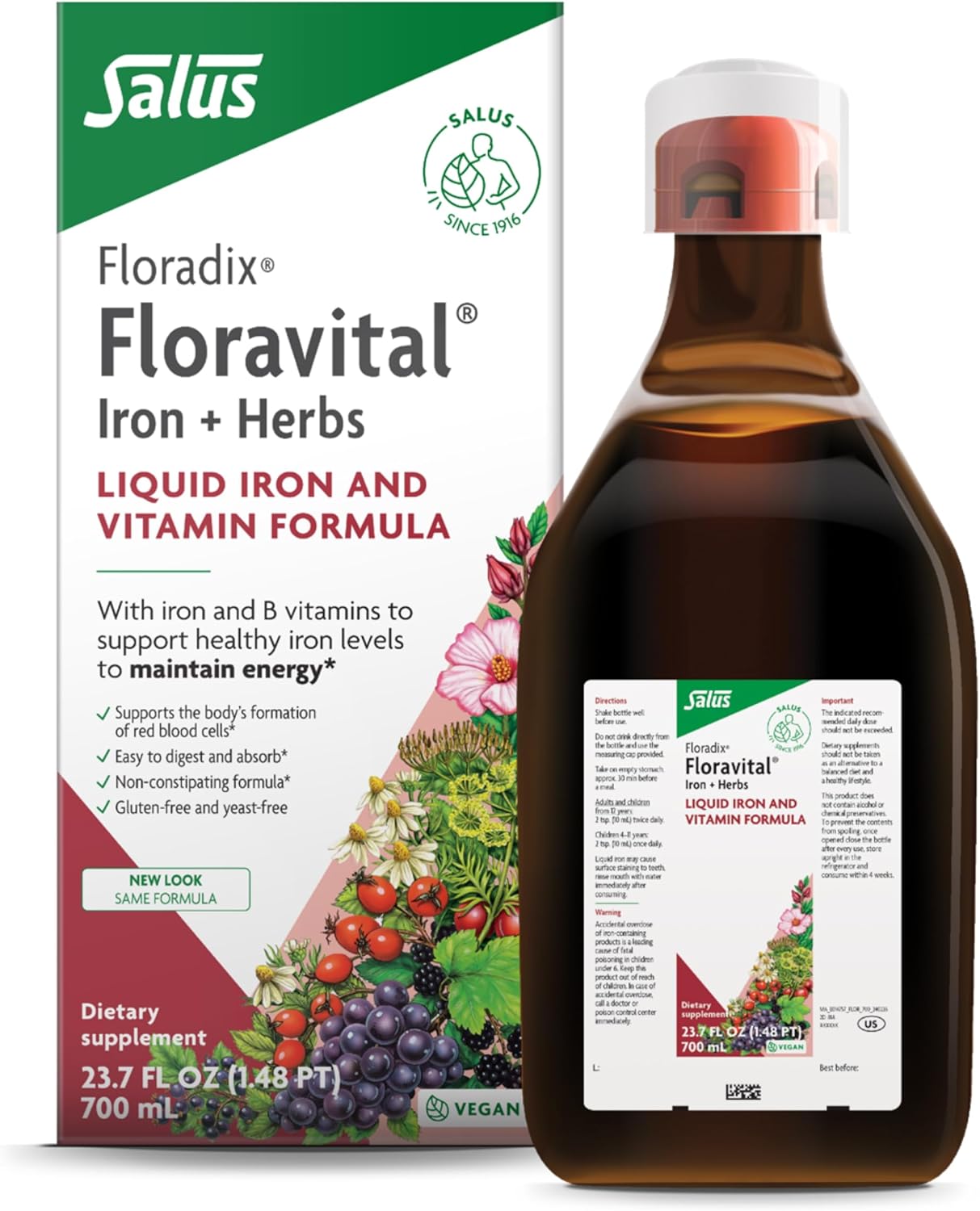 Floradix Floravital Liquid Iron Supplement for Energy Support