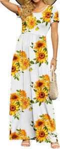 DB MOON Womens 2025 Summer Maxi Dress Casual Short Sleeve - Flowy SIZE