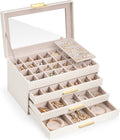 Lolalet Earring Storage Box Case - Large 4-Tier Glass Top Organizer