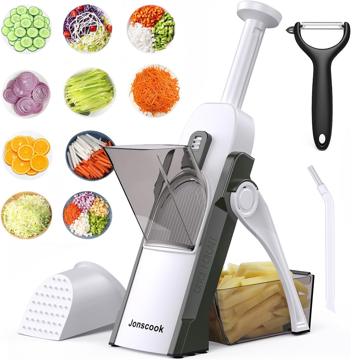 Safe Mandoline Slicer for Kitchen - Adjustable Thickness 0.1-8 mm