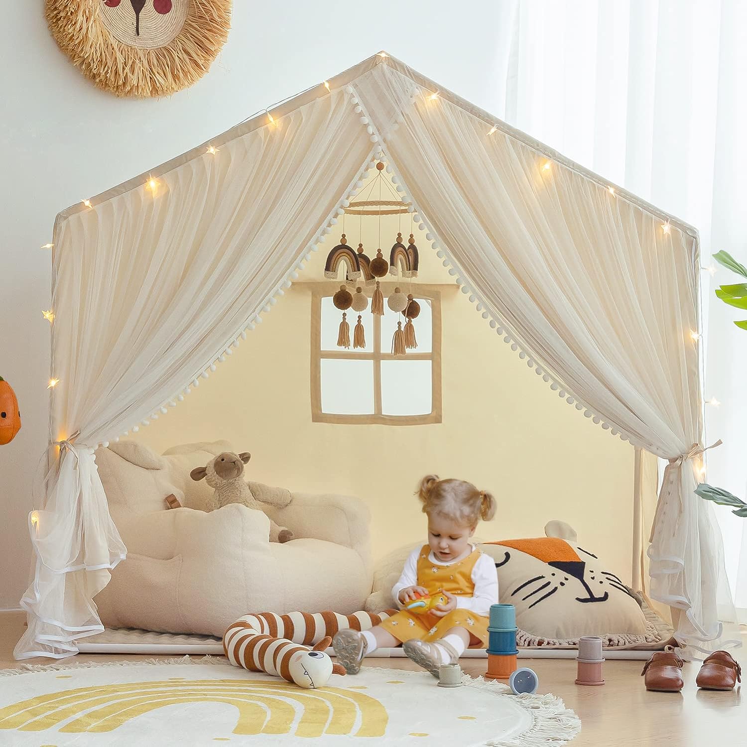 Princess Castle Play Tent with Star Lights