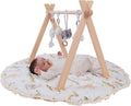 Montessori Wooden Baby Play Gym and Mat - Reversible Washable Mat