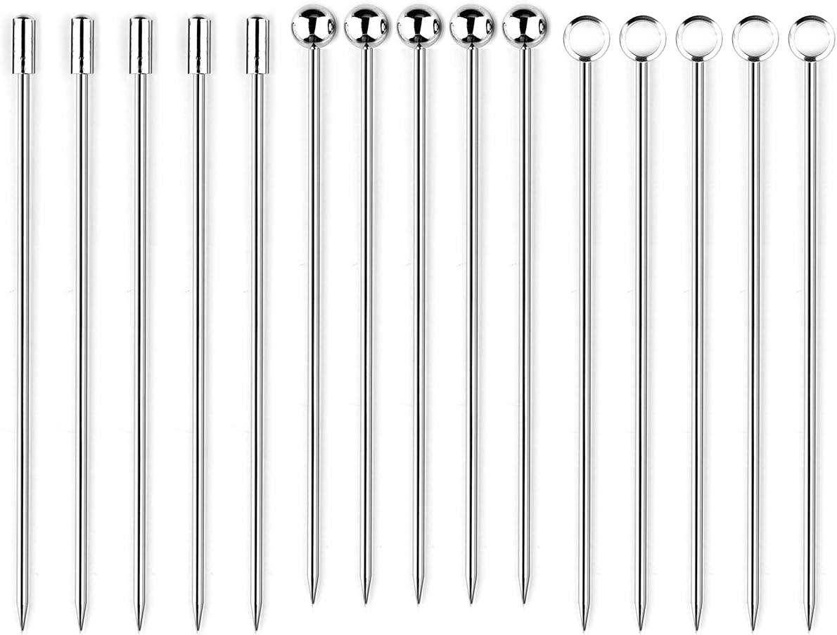 I-MART Set of 15 Stainless Steel Cocktail Martini Picks - Elevate Your Drink Game!