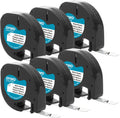 DYMO Authentic LT Plastic Labeling Tape 1/2 in 6-Pack - Clear Black