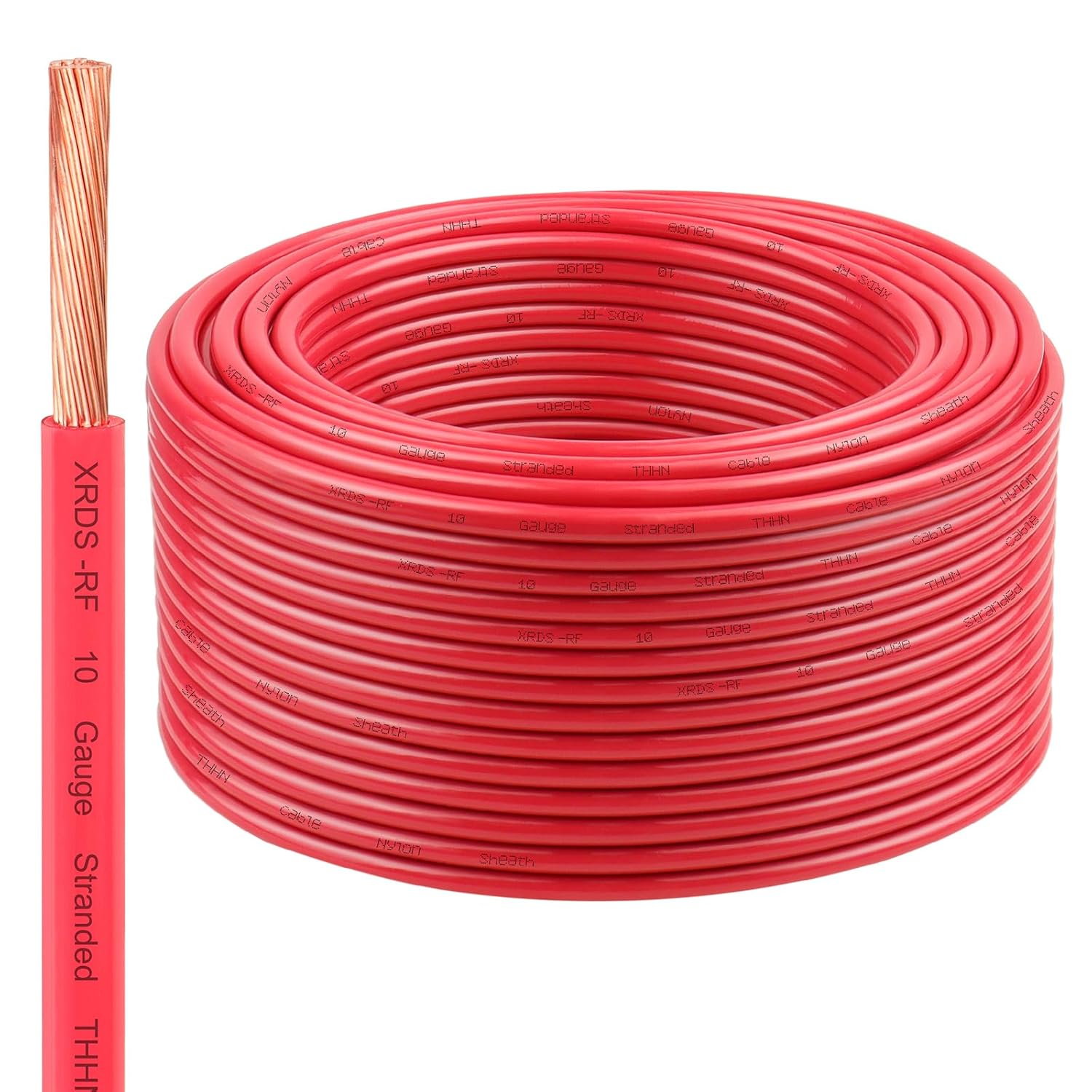10 Gauge THHN Wire 200FT Red Stranded Copper Electrical Wire