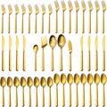 Alata Cube Gold 45-Piece Flatware Set - Matte Gold Service for 8