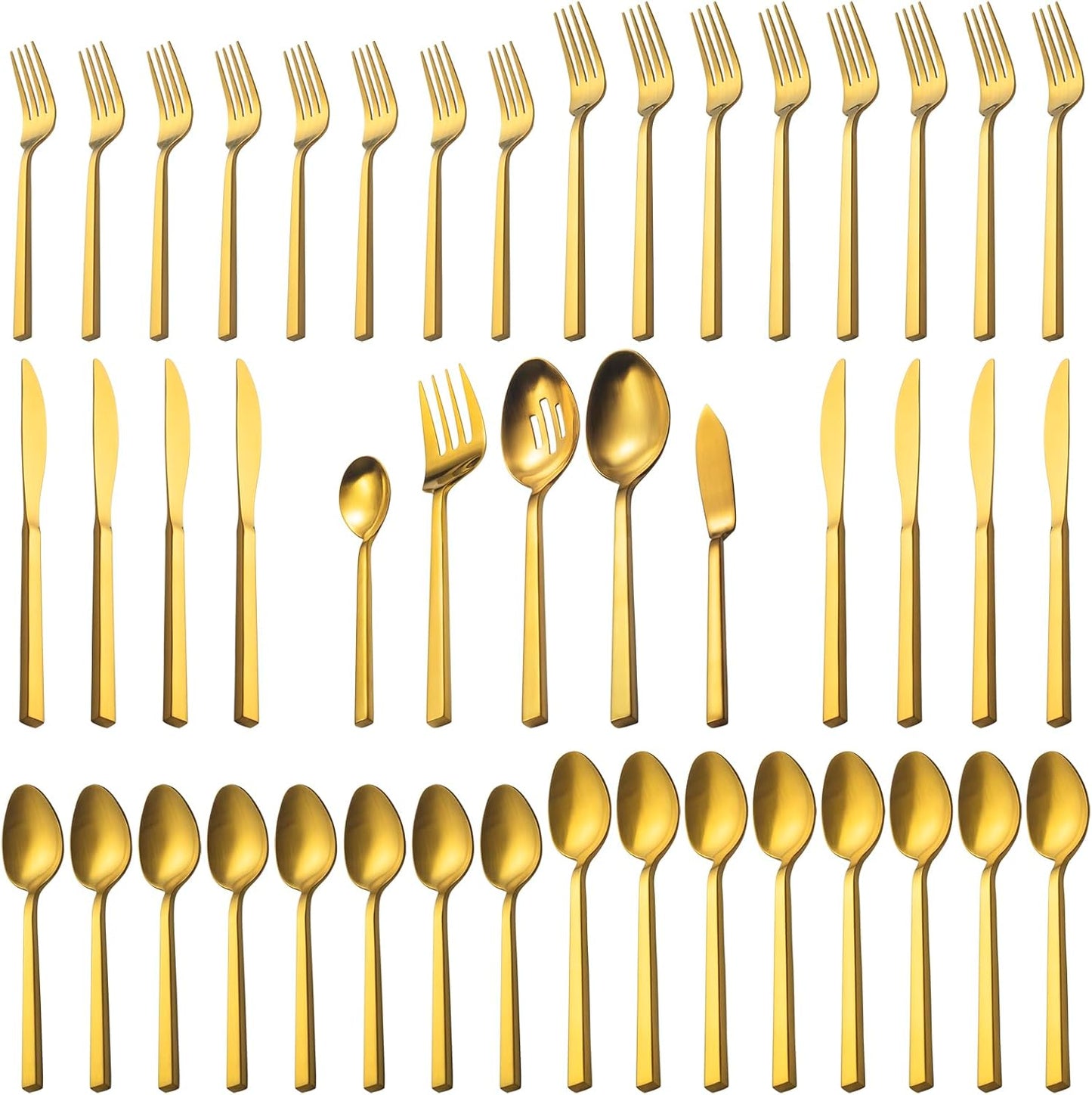 Alata Cube Gold 45-Piece Flatware Set for Elegant Dining