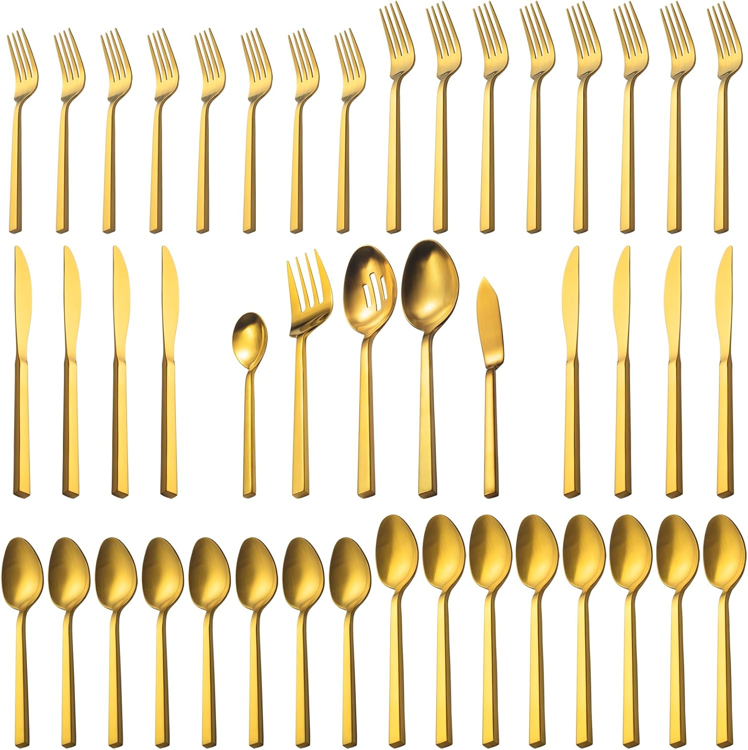 Alata Cube Gold 45-Piece Flatware Set for Elegant Dining