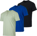 Men's Henley 3-Pack Cotton Blend Short & Long Sleeve - Performance Fit