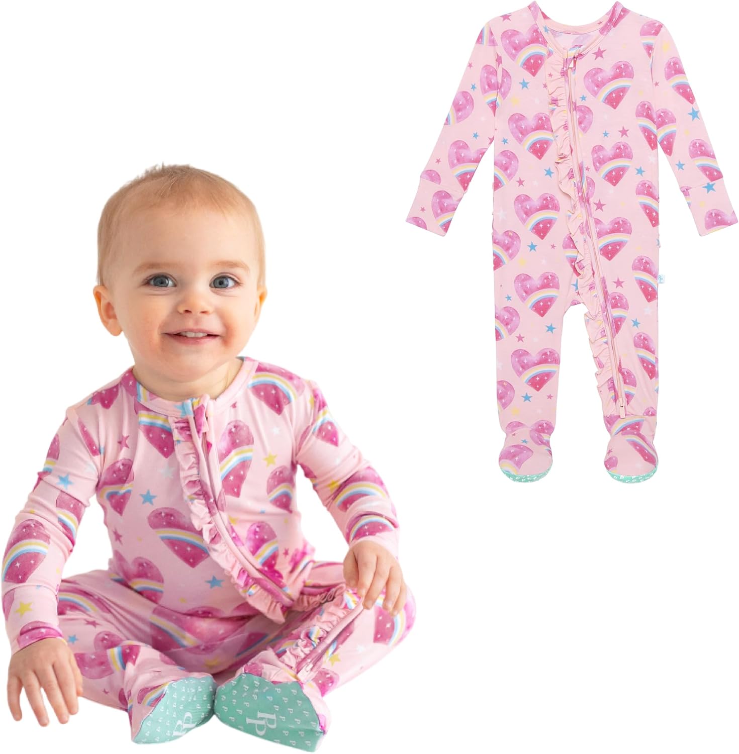 Posh Peanut Footie Pajamas for Baby Girls with Ruffle Trim