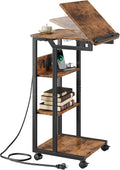 360Swivel C Table with Charging, Rustic Brown