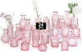 24PCS Mini Bud Vases for Wedding Centerpieces - Clear Pink Set