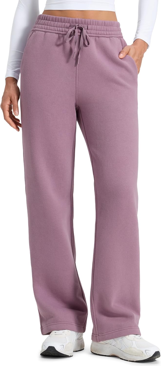 CRZ YOGA Cotton Fleece Lined Sweatpants for Women - Warm & Cozy