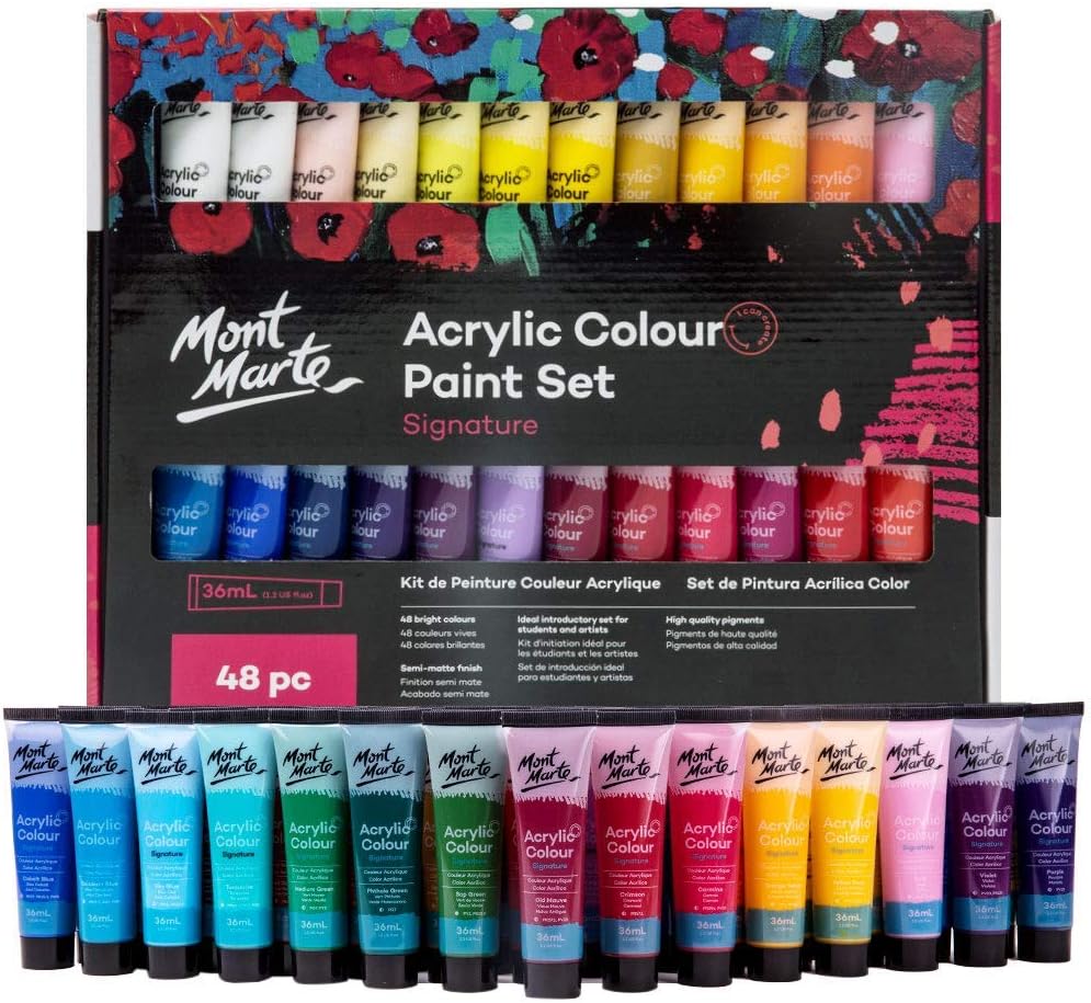 Mont Marte Signature Acrylic Paint Set with 48 Vibrant Colors