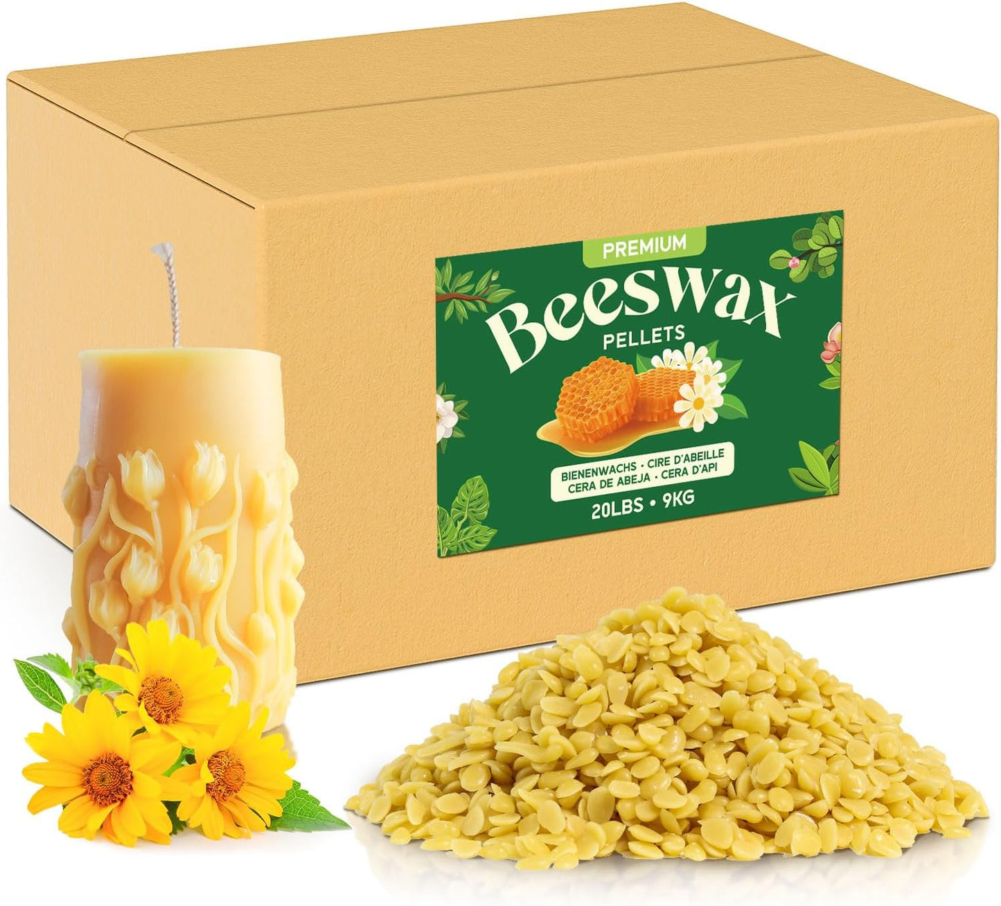 Pure Natural Beeswax Pellets for Candle Making and DIY Projects