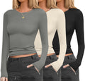 Ekouaer Womens Long Sleeve Thermal Tops 3-Pack - Fitted Base Layers