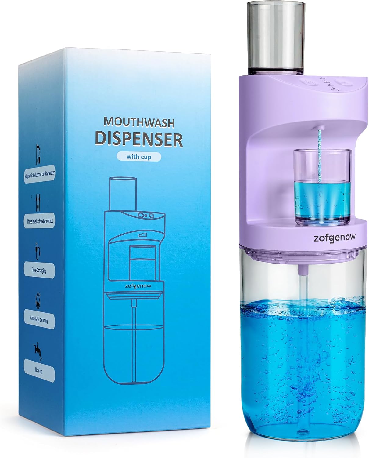 Automatic Mouthwash Dispenser for Bathroom with Magnetic Cups