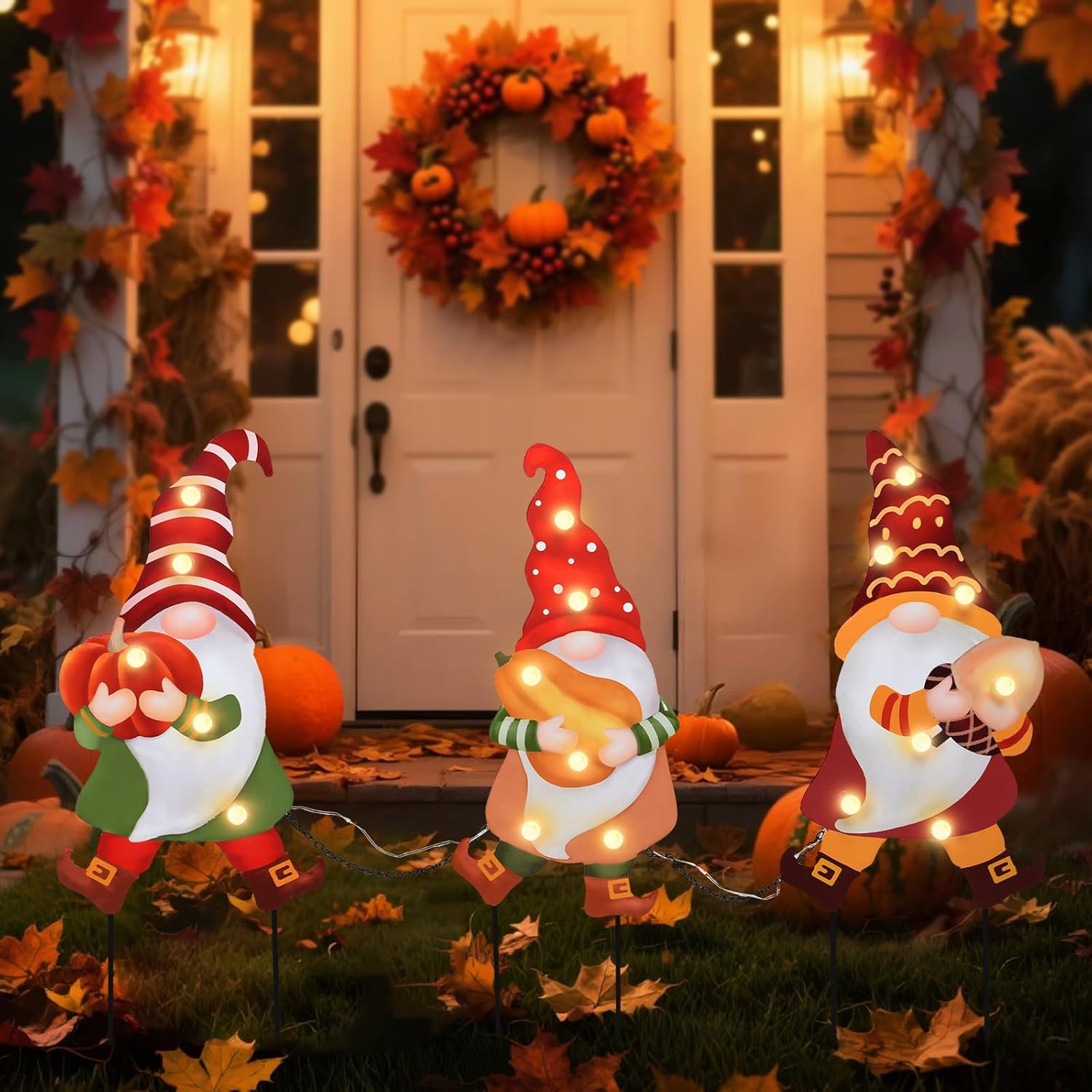 Fall Yard Decor Outdoor Autumn Harvest Gnome Garden Stakes