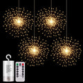 4 Pack 800 LED Starburst Sphere Lights - Dimmable Remote Fairy Lights