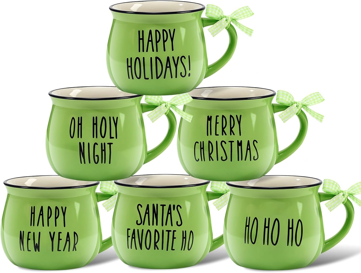 Sawysine Christmas Coffee Mugs Set of 6 for Holiday Cheer