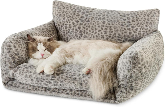 Hollypet Cat Bed Fluffy Plush Double-Layer Soft Pet Couch