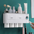 Toothbrush Holder Wall Mounted Toothpaste Dispenser - Space Saver