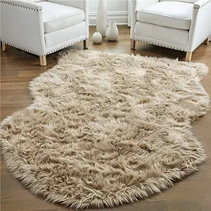 Gorilla Grip Fluffy Faux Fur Sheep Rug for Cozy Home Decor