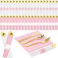 Pre-rolled Gold Plastic Cutlery Set with Napkins - Party Ready