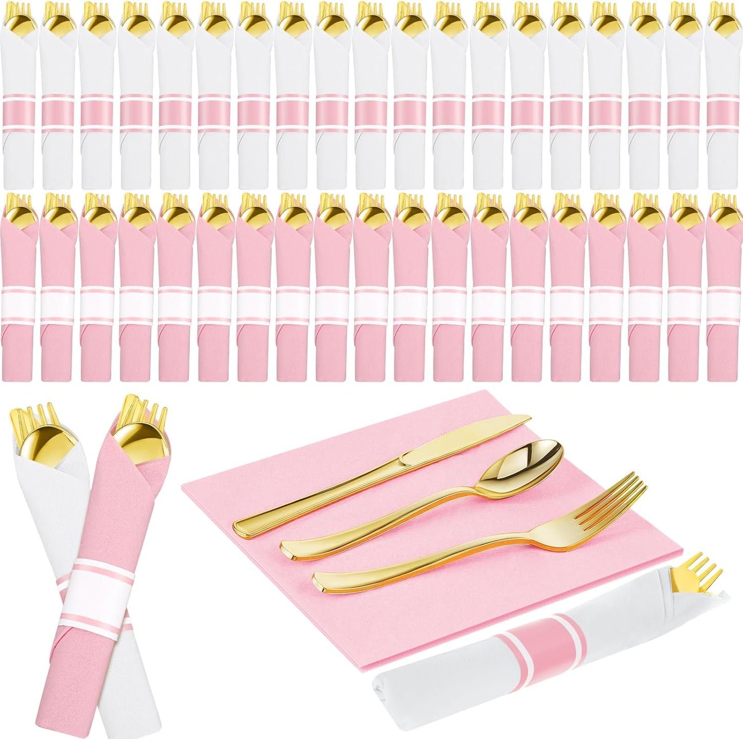 Pre-rolled Plastic Cutlery Set for Parties and Celebrations