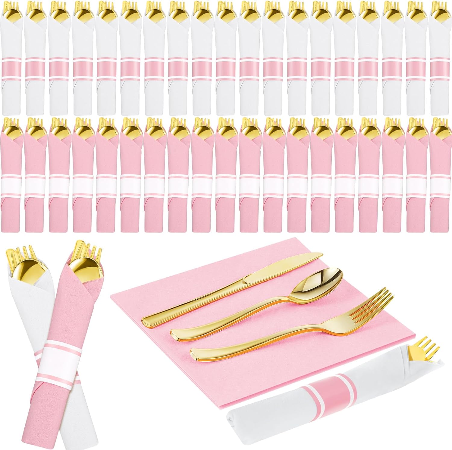 Pre-rolled Plastic Cutlery Set for Parties and Celebrations