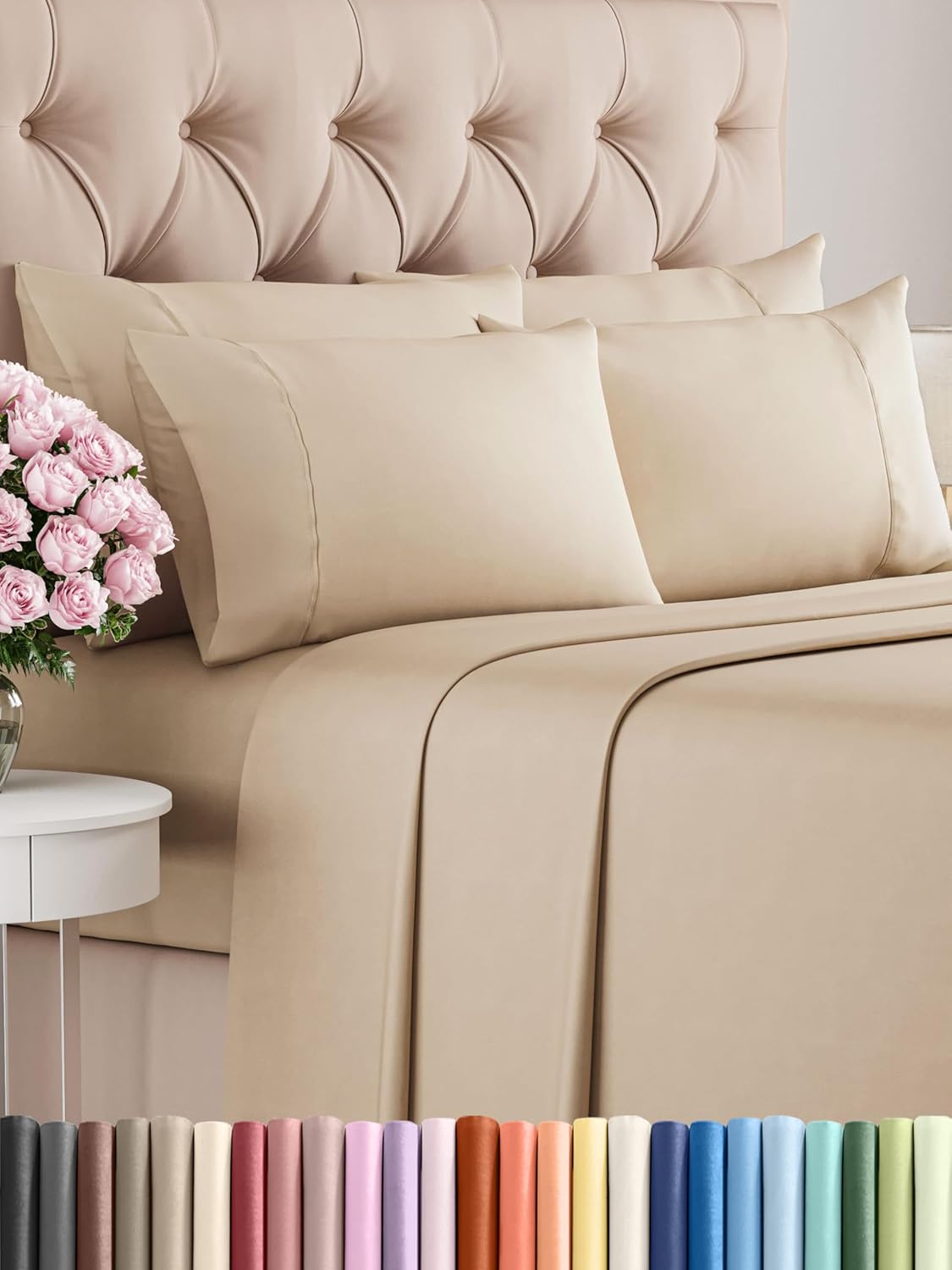 Queen 6 Piece Sheet Set - Ultra Soft Cooling Sheets for Sleepers
