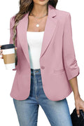 ELLEVEN Women's Ruched 3/4 Sleeve Blazer - Slim Fit (Style R23S)