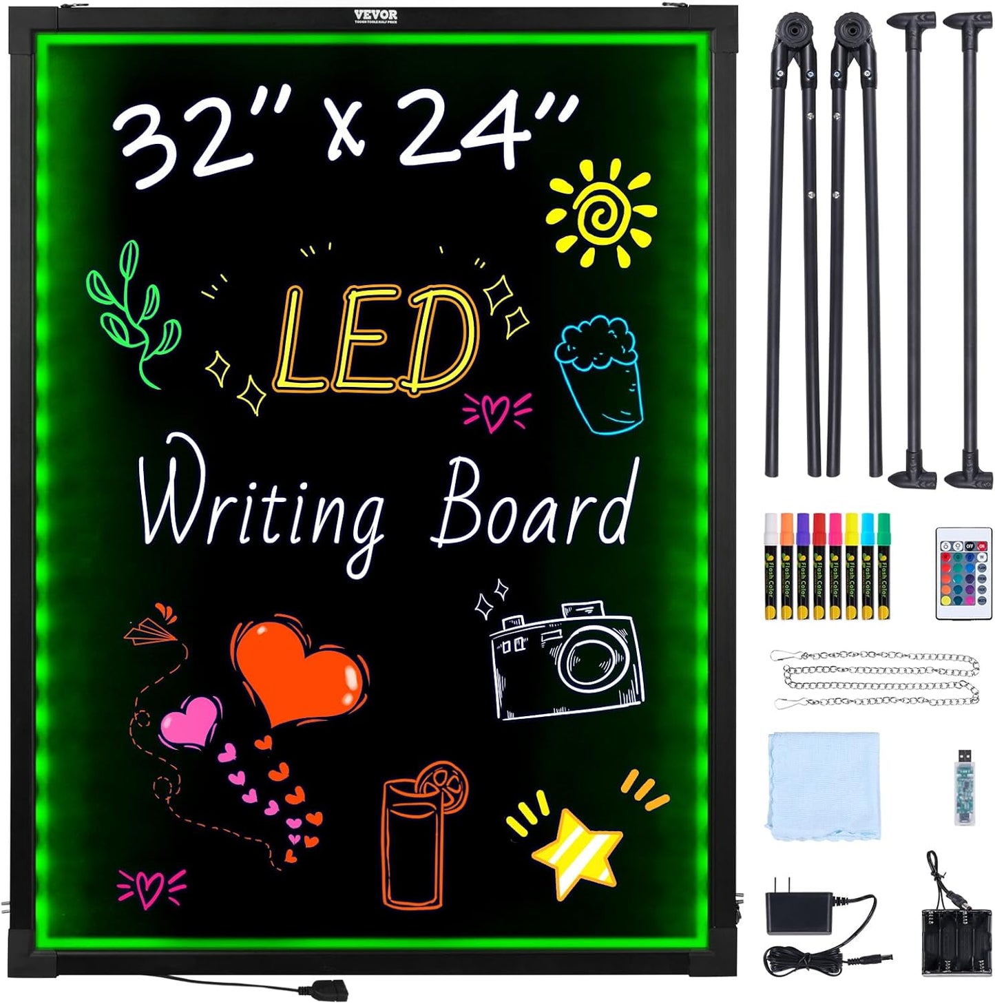 VEVOR LED Message Writing Board - Illuminated Chalkboard Panel