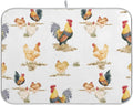 Large Absorbent Watercolor Chickens Dish Drying Mat by Tarity