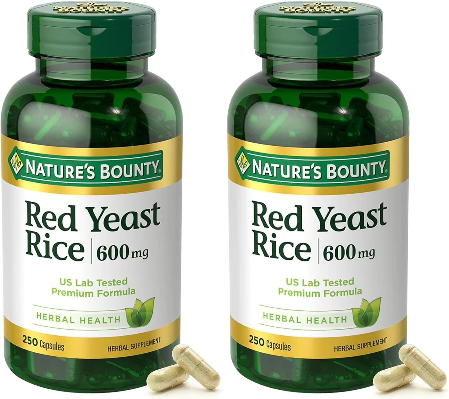 Nature's Bounty Red Yeast Rice Herbal Supplement 600mg Capsules