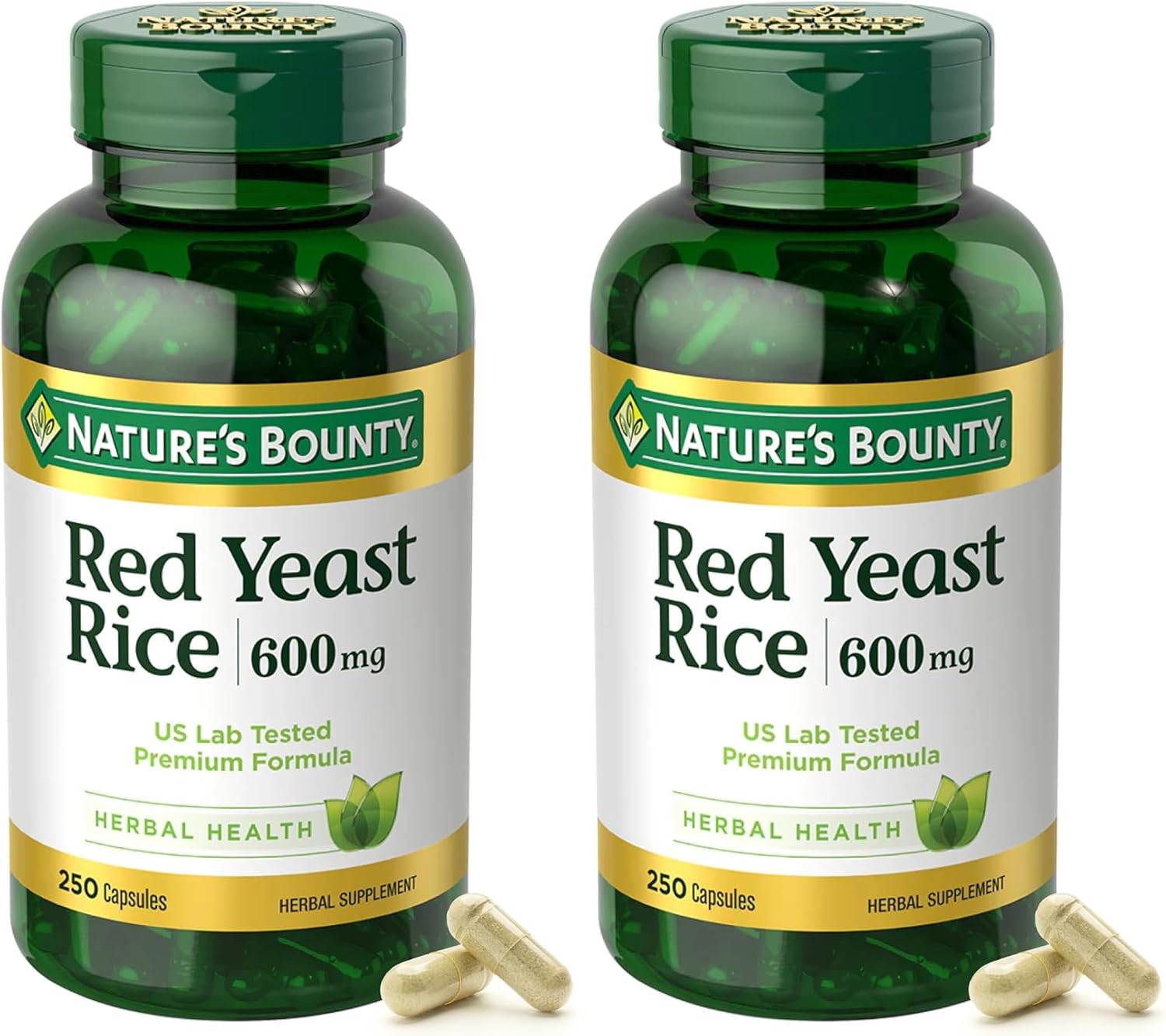 Nature's Bounty Red Yeast Rice Herbal Supplement 600mg Capsules