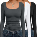 AUTOMET 3 Pack Womens Long Sleeve Shirts for Y2K Fashion
