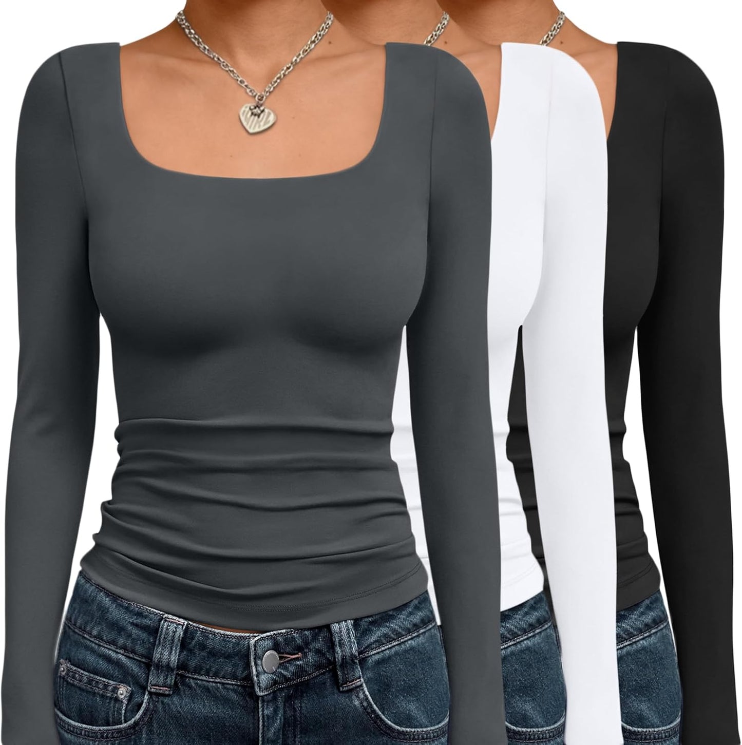 AUTOMET 3 Pack Womens Long Sleeve Shirts for Y2K Fashion