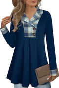 Gaharu Women's Swing Tunic Notch Collar Long Sleeve Pullover Jewelry