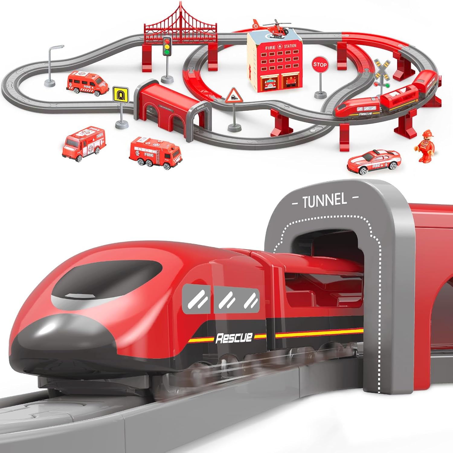 Wdmiya Train Set for Toddlers - 92 Pcs Electric Train Toys