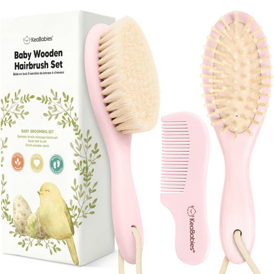 Soft Goat Bristle Baby Hair Brush Set - KeaBabies