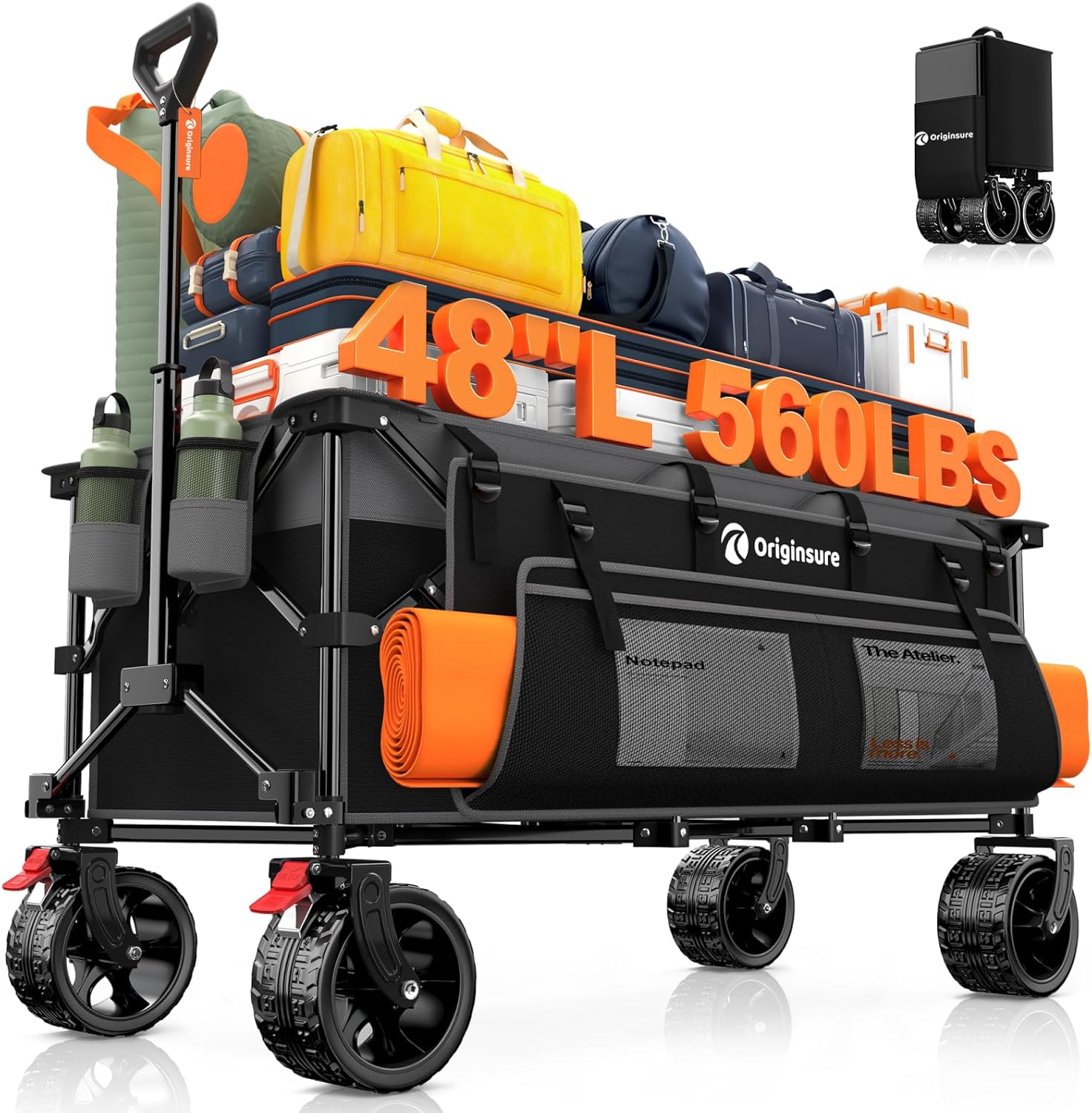 Heavy Duty Collapsible Wagon Cart with 560lbs Capacity for All Uses