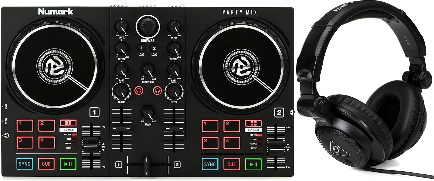 Numark Party Mix II DJ Controller with Light Show and Headphones