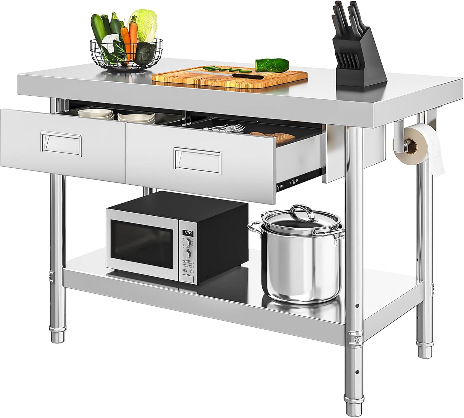 YITAHOME Stainless Steel Table with Drawers for Versatile Use