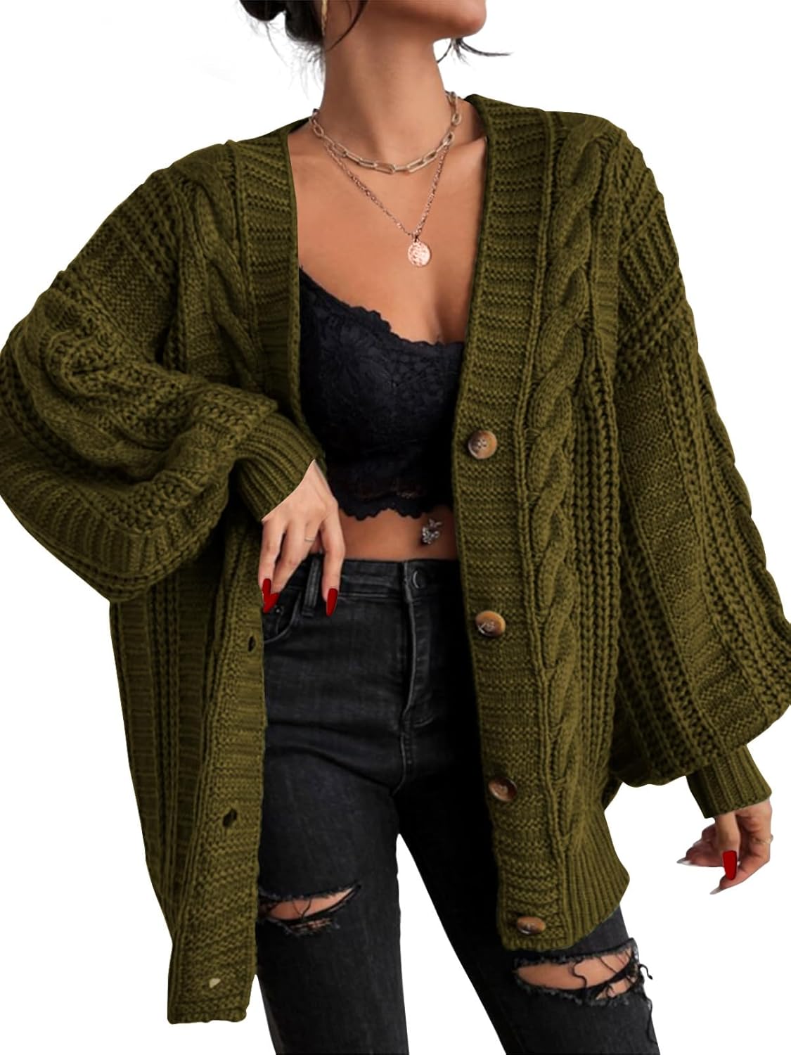 EXLURA Womens Oversized Cardigan Sweaters for Fall Winter