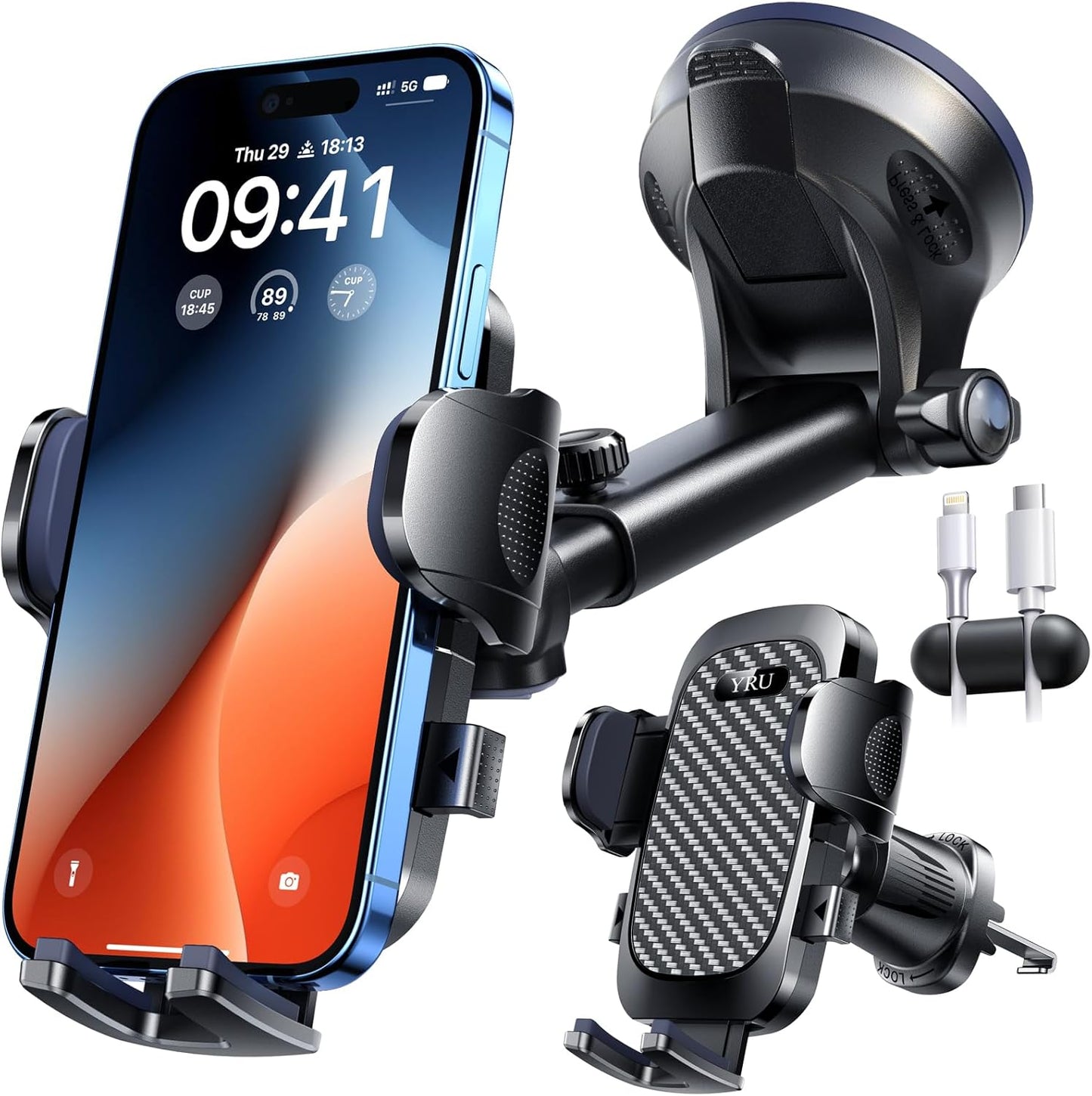 Ultimate Military-Grade 90+LBS Suction Car Phone Holder - Patent Safety Certs - iPhone Samsung
