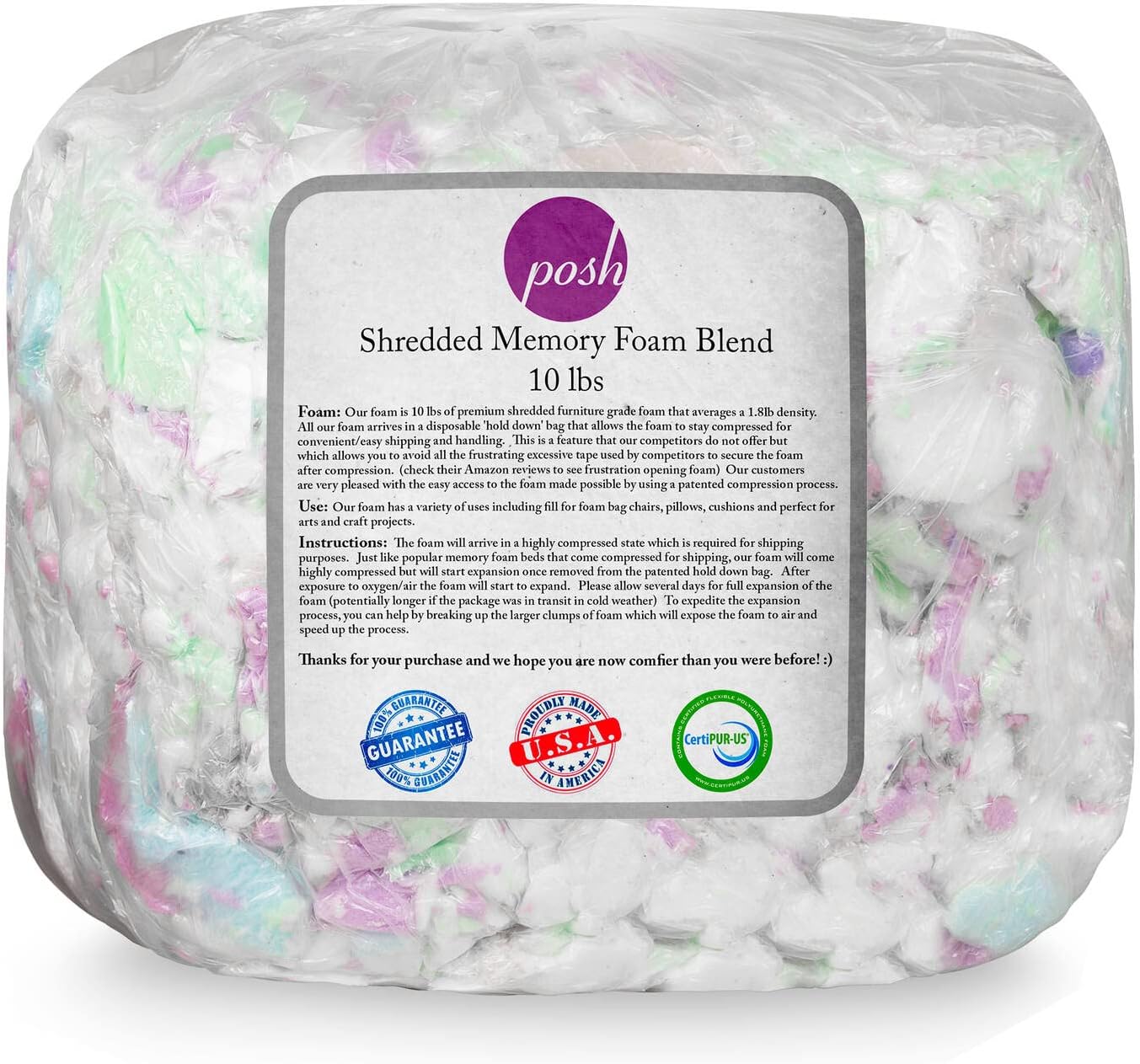 Posh Beanbags Refill Foam Filling for Comfortable Seating
